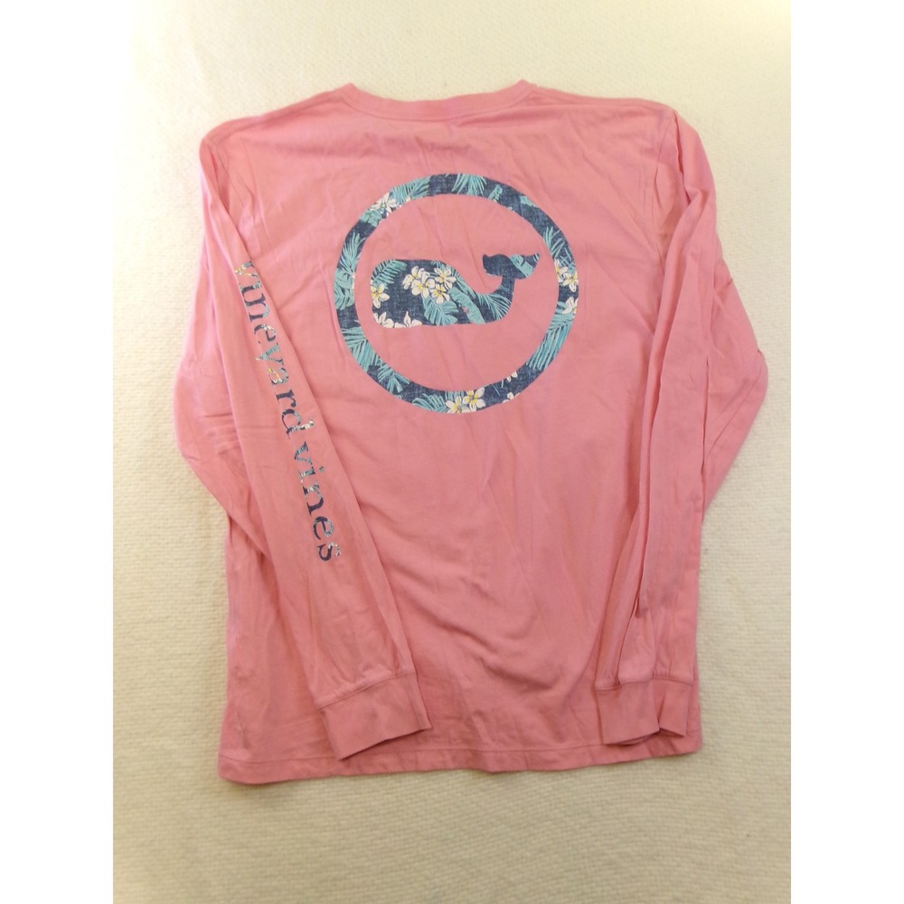 Vineyard Vines Mens Pink Floral Whale Long Sleeve Pocket T-Shirt L 1V014535 - Picture 6 of 6